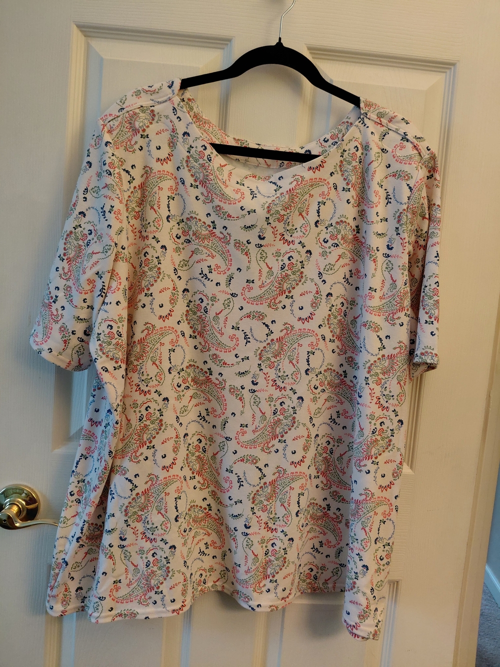 Blair Cream Paisley Short-Sleeve Tee with Multicolor Print